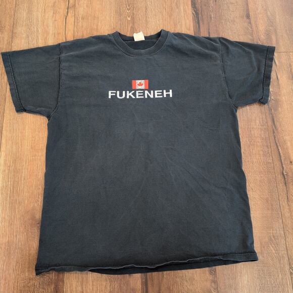 VTG Canada Maple Leaf Flag Fukeneh Adult XL Shirt Distressed Retro Y2K - Picture 1 of 6